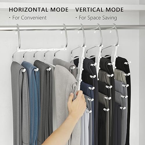 Miniatura 3 de SUOCO Paquete de 4 perchas para pantalones que ahorran espacio, perchero multifuncional, organizadores de armario y almacenamiento para pantalones,