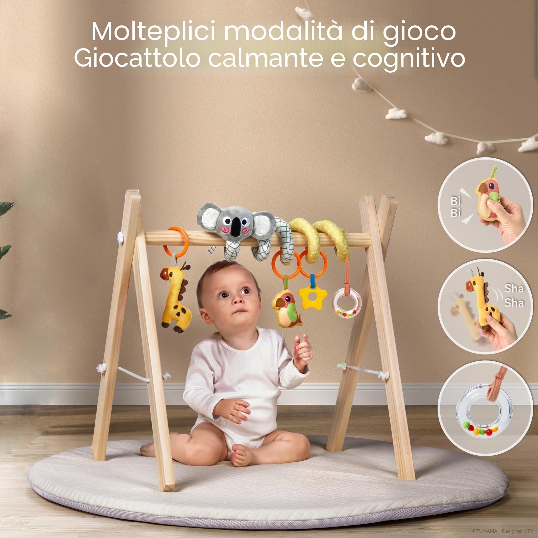 TUMAMA Kids Giocattoli per Carrozzina a Spirale per Bambini da 0 a 12 Mesi, Giochi Neonato, Giochi Passeggino Neonati, Regalo Nascita, Sonaglio Neonati - Koala
