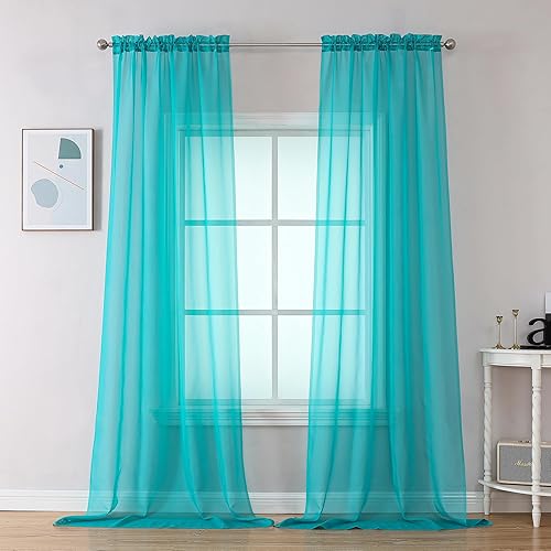 Miniatura 111 de OVZME 2 paneles de cortina traslúcidas para ventana, 96 pulgadas de largo, para dormitorio, diseño de bolsillo superior para cortinero, tratamiento