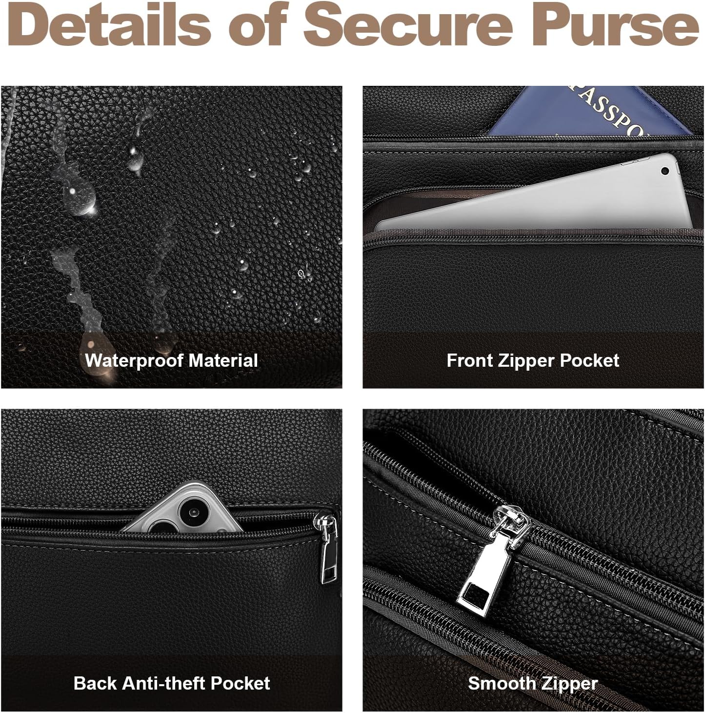 Anti-Theft Crossbody Purse for Women, Crossbody Shoulder Bag with Built-in Wallet & RFID Blocking for Travel Workout - Image 9