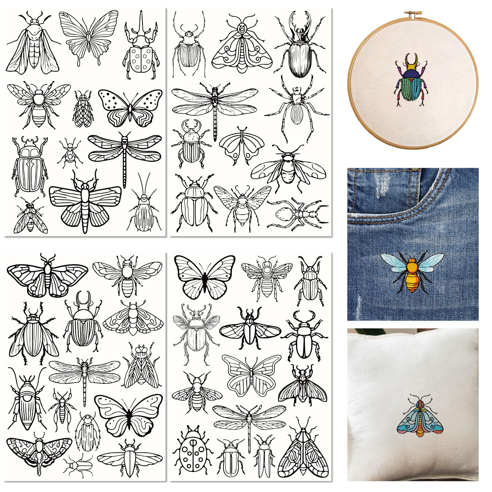 30 Pieces Embroidery Paper Flowers Floral Design Water Soluble Lace Ribbon Theme Embroidery Stick and Sticker Washable Transfer Paper for Beginners in Sewing — view 2