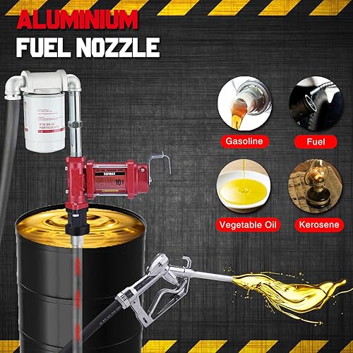 Miniatura 3 de TOPWAY Bomba de combustible de gasolina de 12 V CC, kit de bomba de transferencia de aceite autocebante de 10 GPM con filtro de partículas, boquilla