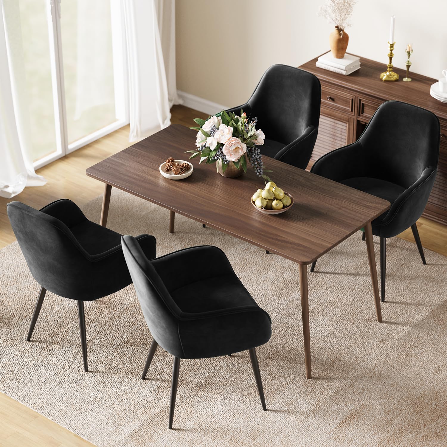 ELUCHANG Esszimmerstuhl 2 4 6er Set, Küchenstuhl, Polsterstuhl, Sessel Bequem mit Armlehne, Loungesessel, bis 150 kg Belastbar, Samt, für Esszimmer, Küche, Wohnzimmer