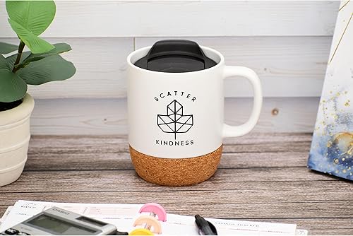 Miniatura 8 de Taza de café de diseño de cerámica  Grateful is a happy place to be  Capacidad para 14 onzas  Parte inferior de corcho con tapa  Ideal para café,