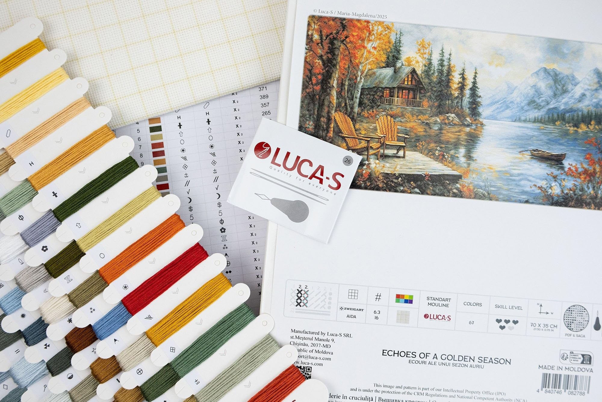 Luca-S Cross Stitch Kit Gold - Echoes of a Golden Season, B716, Counted Cross Stitch Kit for Adults Needlecraft and Embroidery Kit - Image 4