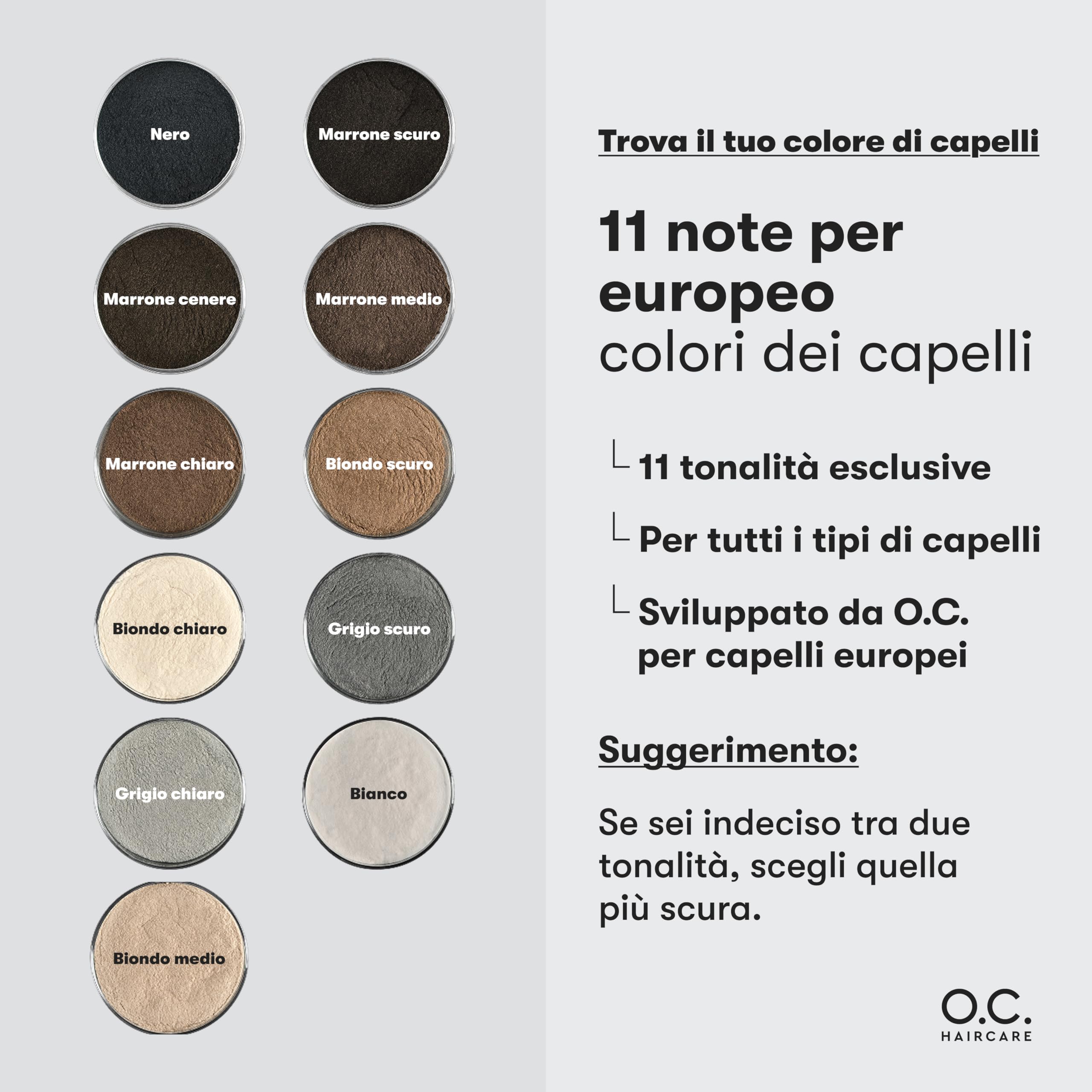 O.C. HAIRCARE Capelli sparsi per ispessimento dei capelli, per zone calve nella parte superiore e posteriore, consigliati dai saloni, 11 colori, resistenti (marrone scuro)