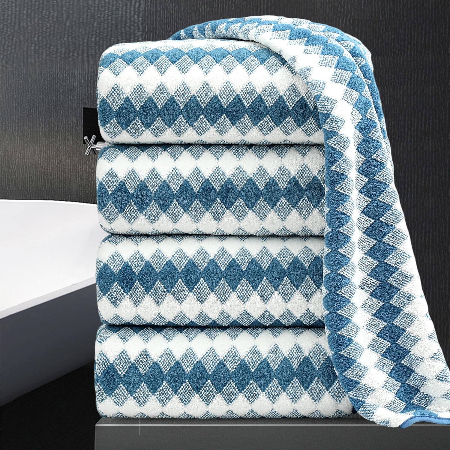 4 Piece Bath Towel Set Oversized Bath Sheet 35"x70" Bathroom Towel Extra Large Towel Set Soft Highly Absorbent & Quick Dry Premium Bath Sheet for