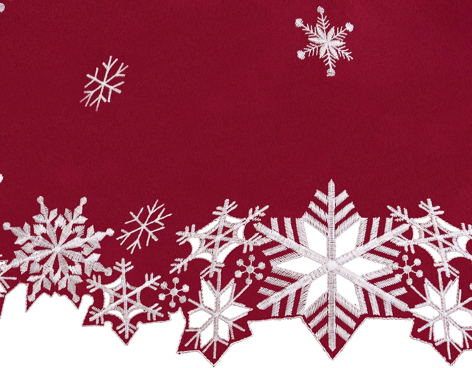 Simhomsen Embroidered Burgundy Snowflakes Table Runner for Christmas Holidays (14×90 inches)