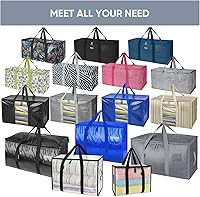 Vista 7 de BALEINE 2 unidades de bolsas de mudanza extragrandes con asas reforzadas, bolsas de almacenamiento resistentes para suministros de mudanza, camping