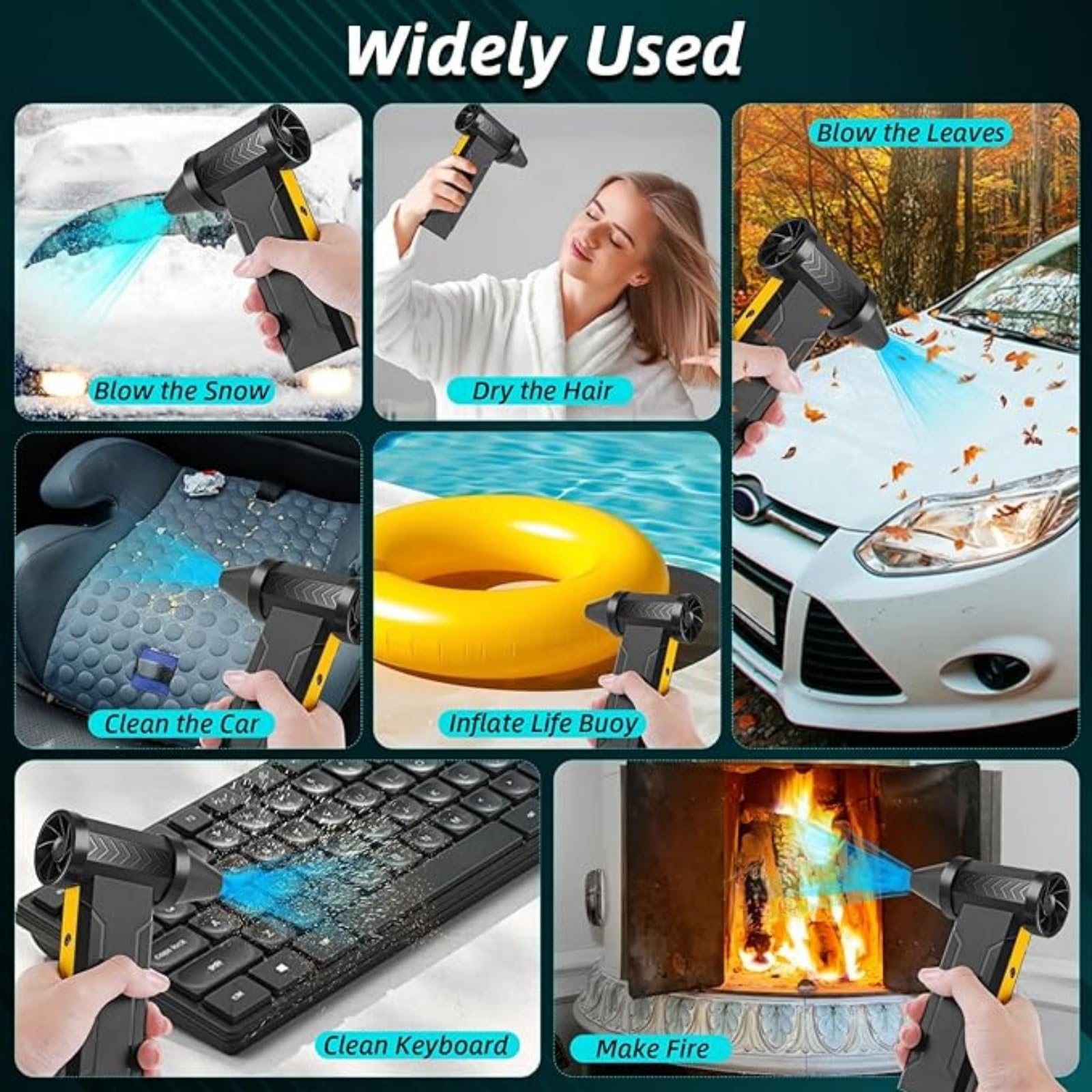 EMEBAY Souffleur Air Comprimé/Ventilateur Turbo Portable, 160000TR/Min de Pulvérisation d’Air Comprimé avec Batterie 10000mAh Plumeau Air comprimé Air Duster pour Nettoyage PC Maison Voiture