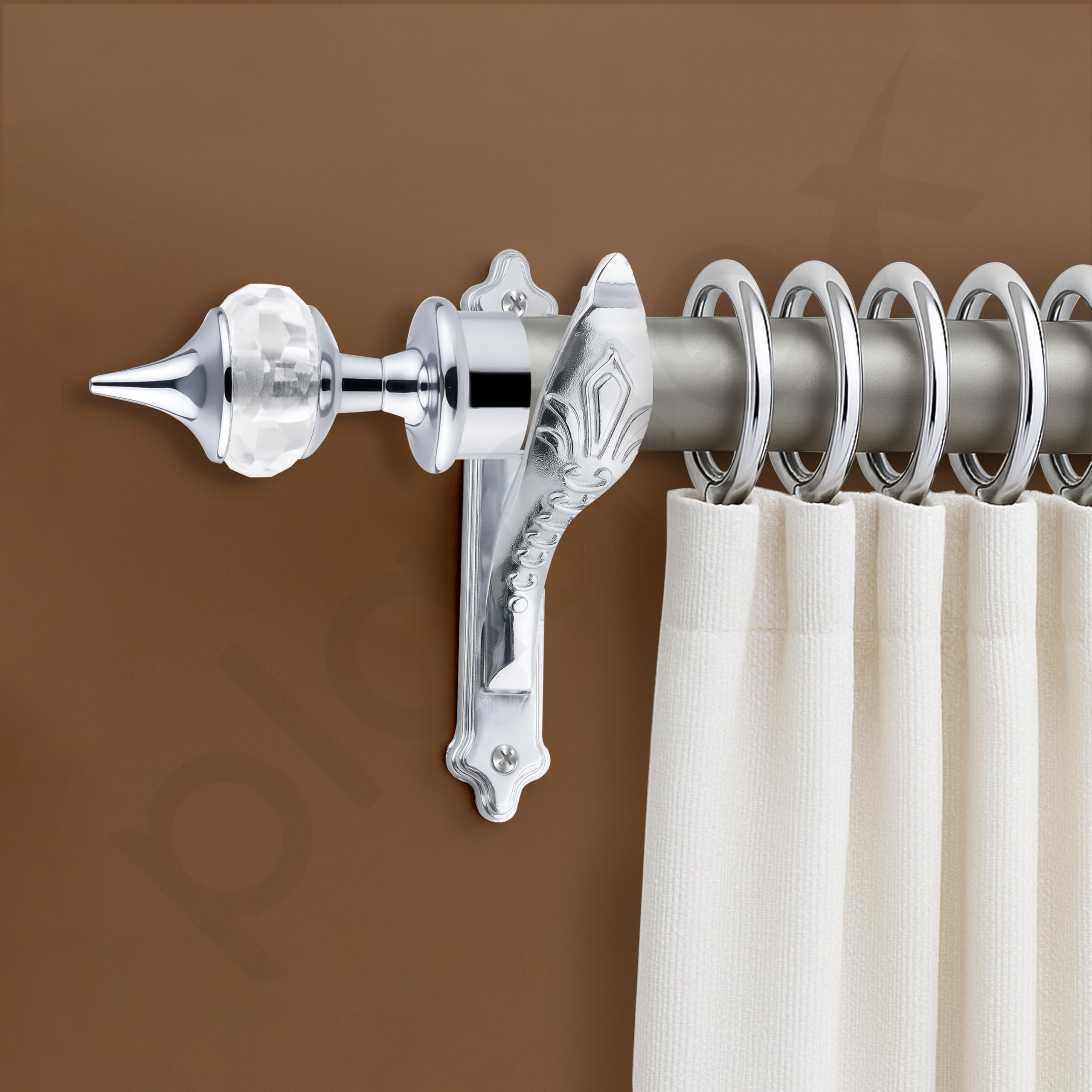 Plantex Heavy Duty Curtain Rod Holder/Aluminium Curtain Brackets/Diamond Shape Curtains Holder (Chrome - 3 Pair) 4