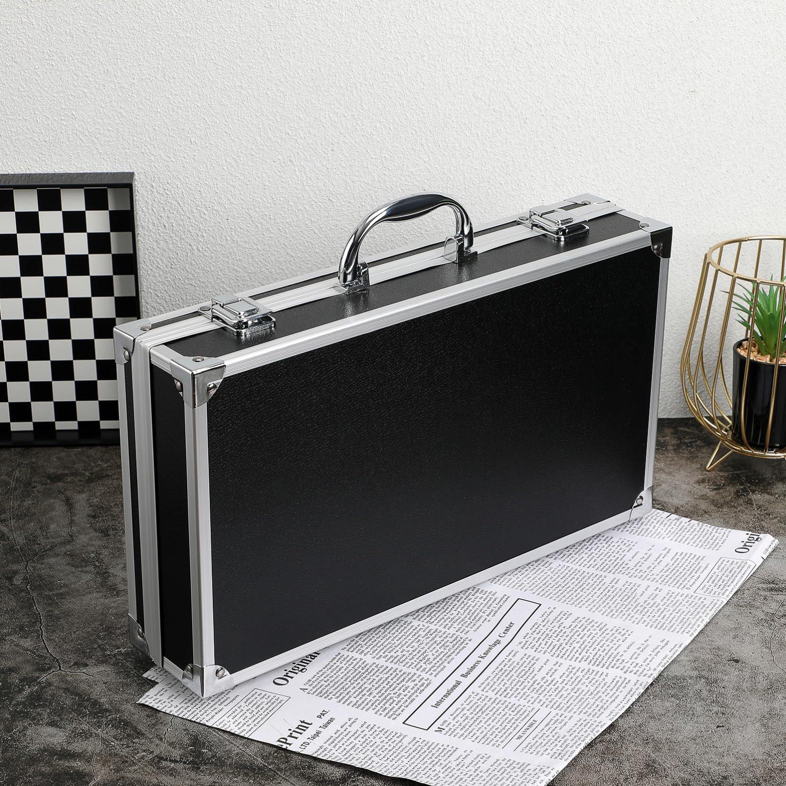 Coffret à Outils en Aluminium Noir, Grosse Capacité, Portable et Sûr
