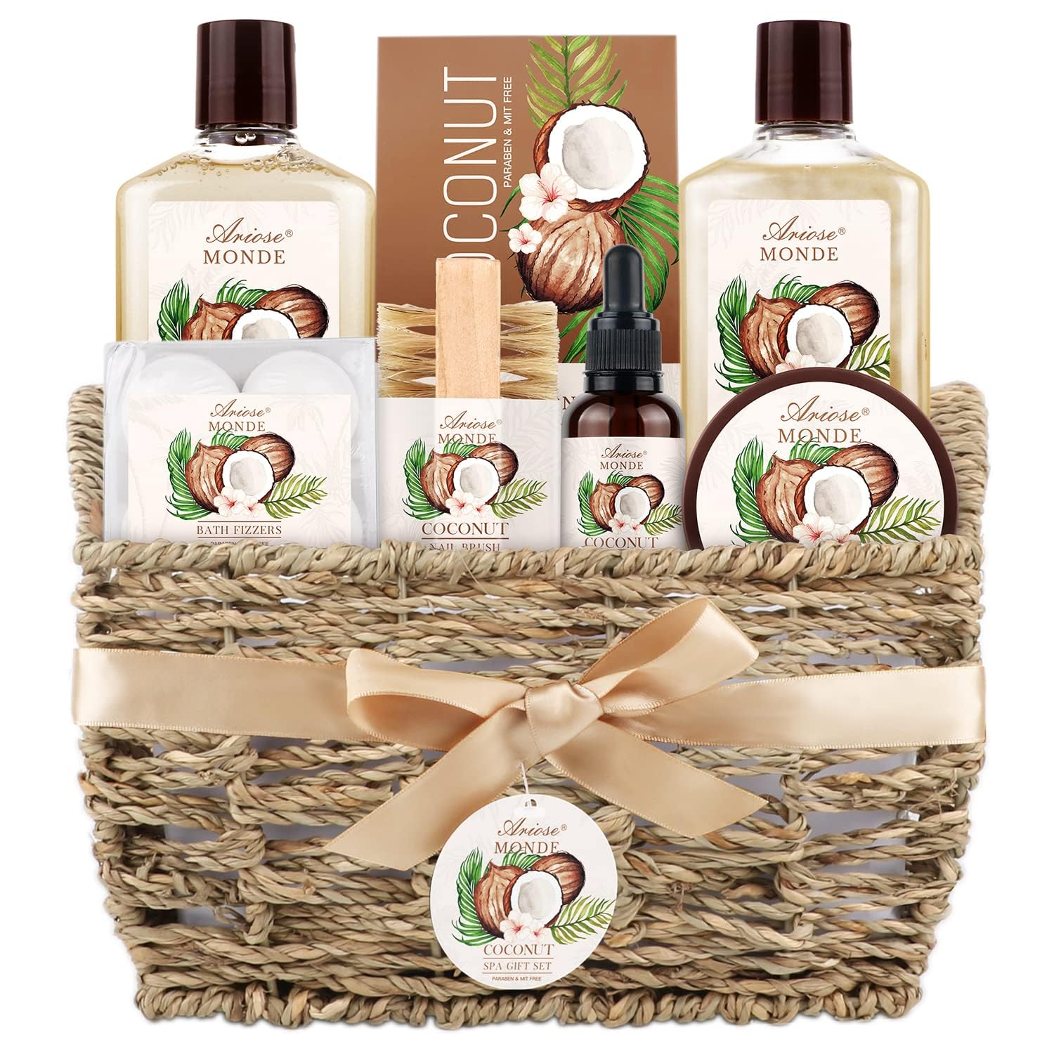 Sponsored Ad - Bath & Shower Spa Basket Gift Set, Coconut Scent, with Shower Gel, Bubble Bath,Body Lotion, Bath Bomb,Bath Salt, Bath and Body Gift Box for Women