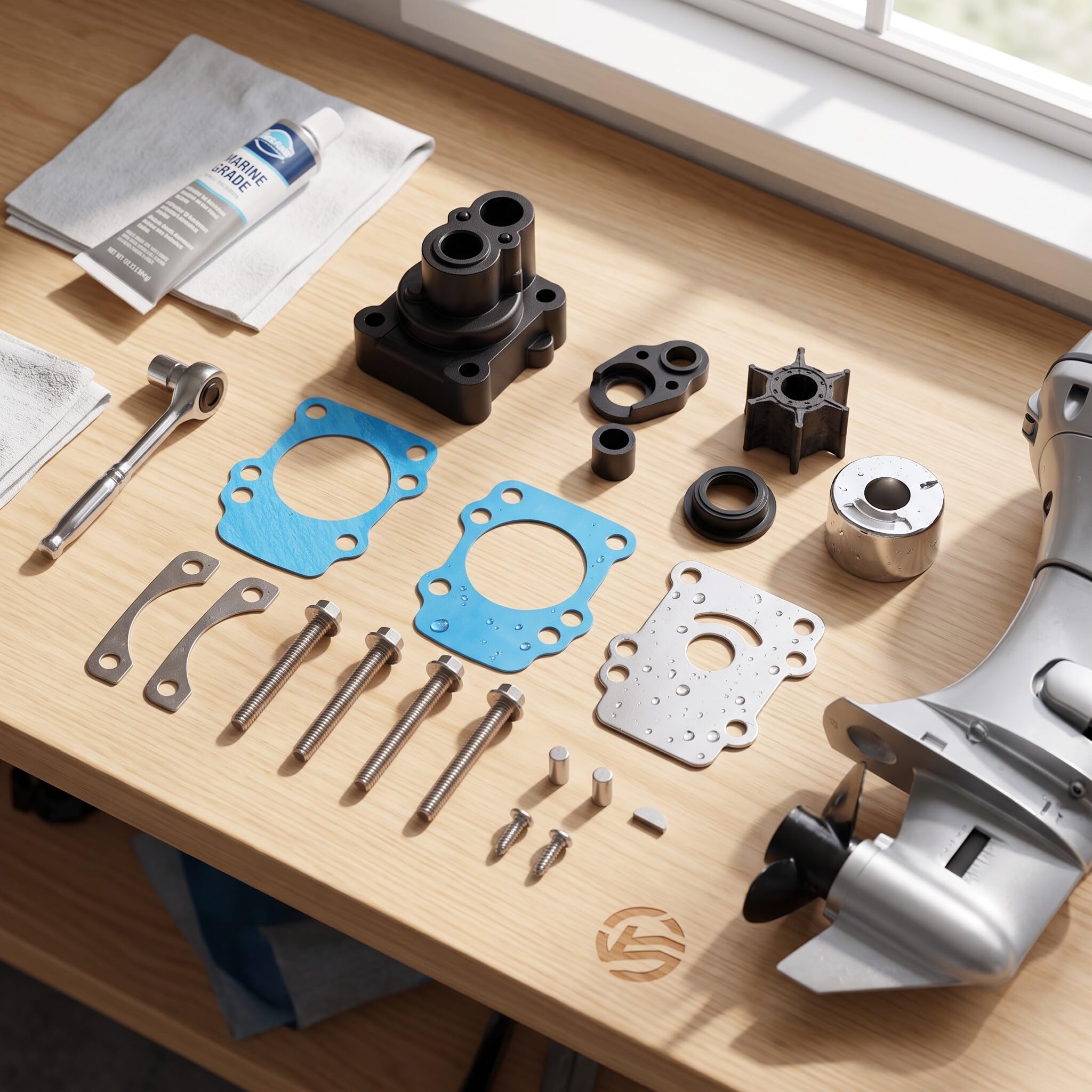 CHICIRIS Kit di Riparazione della Girante della Pompa Dell'acqua, 682 W0078 00 00 di Ricambio per Motore Fuoribordo da 9,9 a 15 CV, con Guarnizione di Lunga Durata, per Parti del Motore