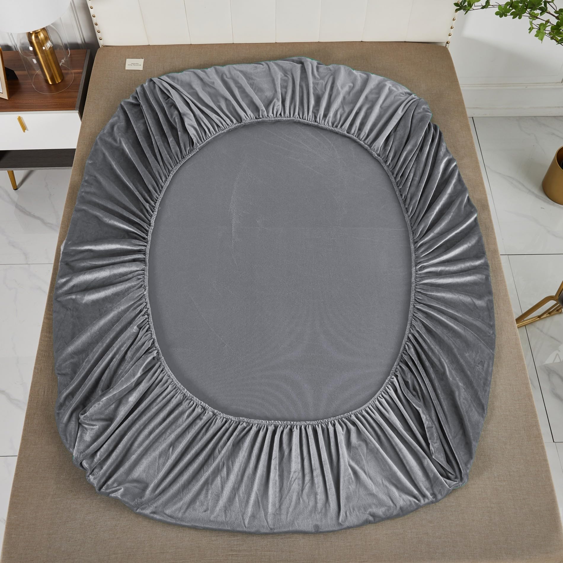 Spannbettlaken, 140 x 190 cm, Winter, warm, Fleece, Grau, Spannhöhe