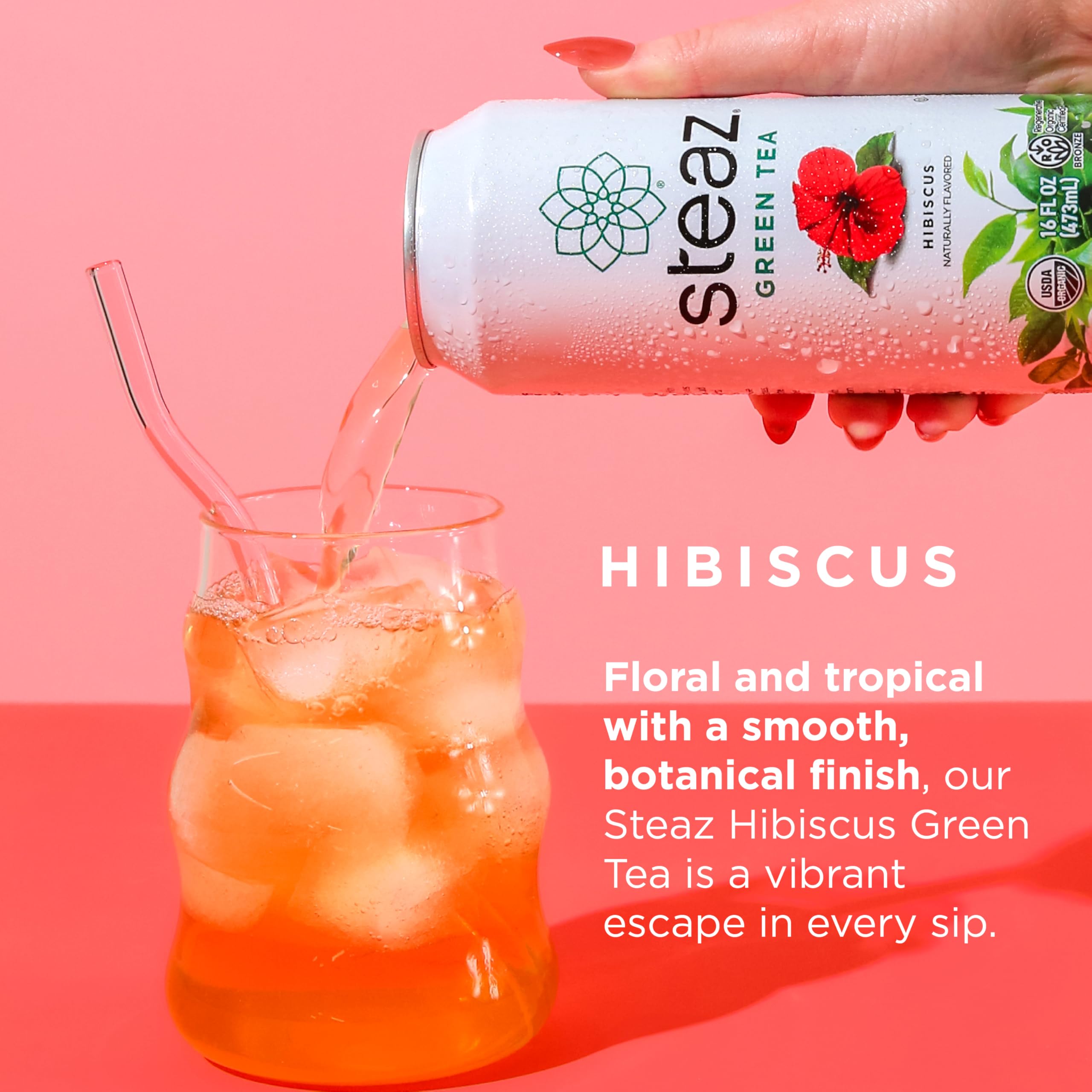 Amazon.com : Steaz - Organic Green Tea - Hibiscus Flavored (12