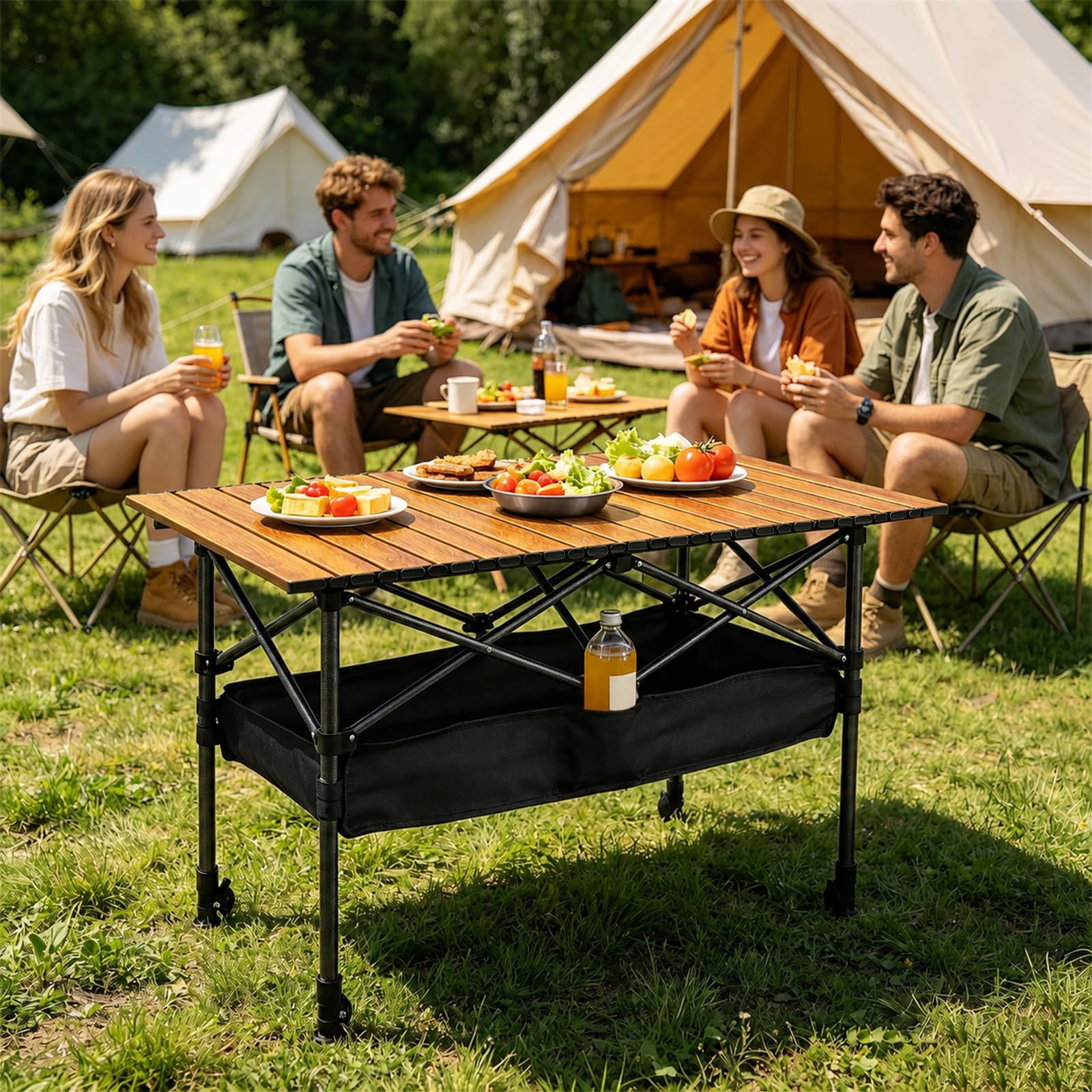 Campingtisch Klappbar, Klapptisch Höhenverstellbar 95x55cm