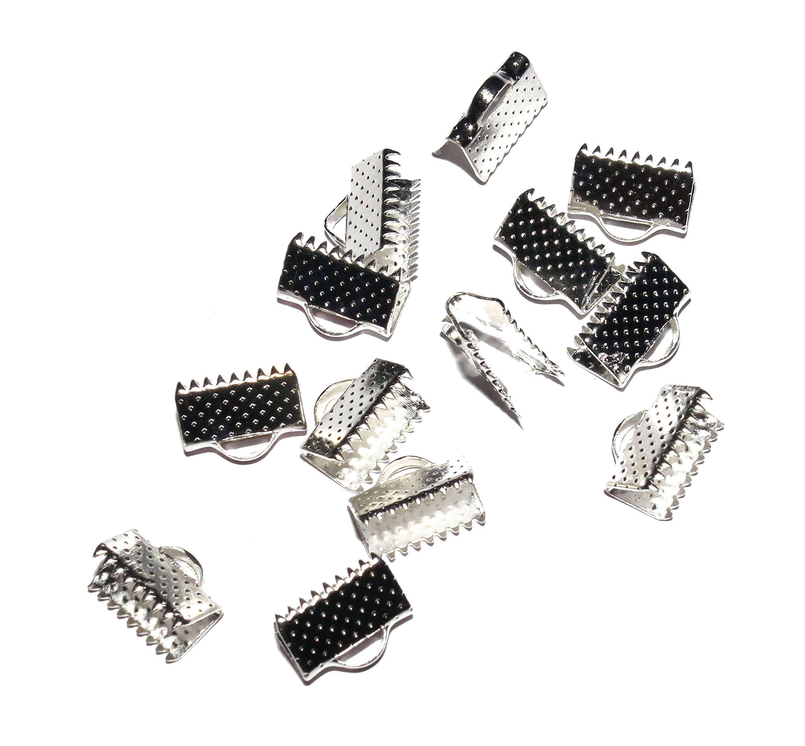 Fold Over Crimp Cord Ends Leather Ribbon Ending Clasp Tips Clamp Jewelry Connector Components Jewelry Making (Small Silver 80Pcs)-picture-10