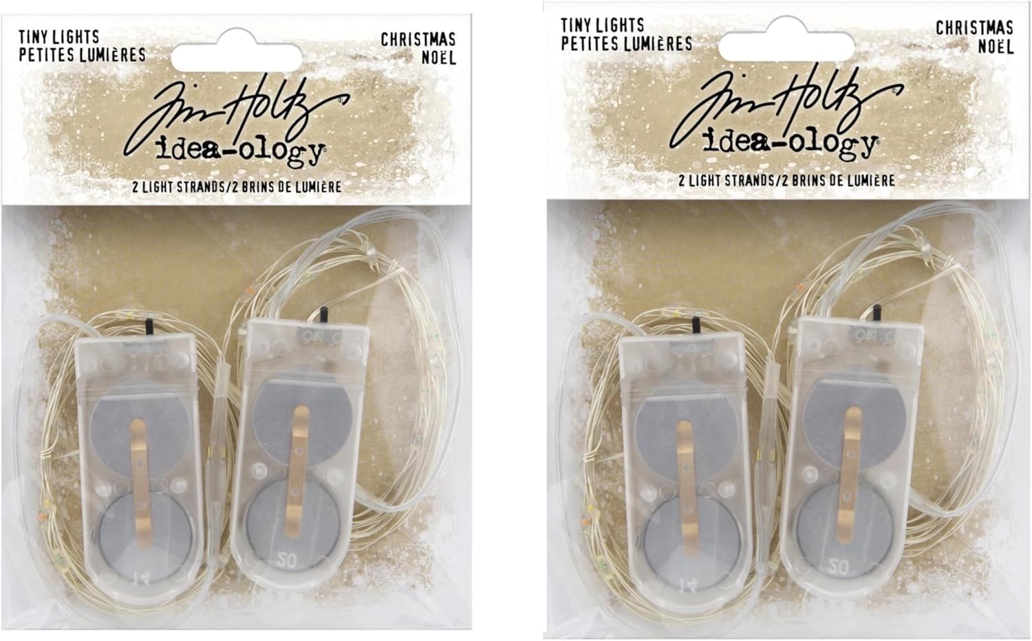 Tim Holtz Idea-Ology Christmas Holiday 2023 Tiny Multicolor Lights, Bundle of 2 Packages, 4 Light Strands Total
