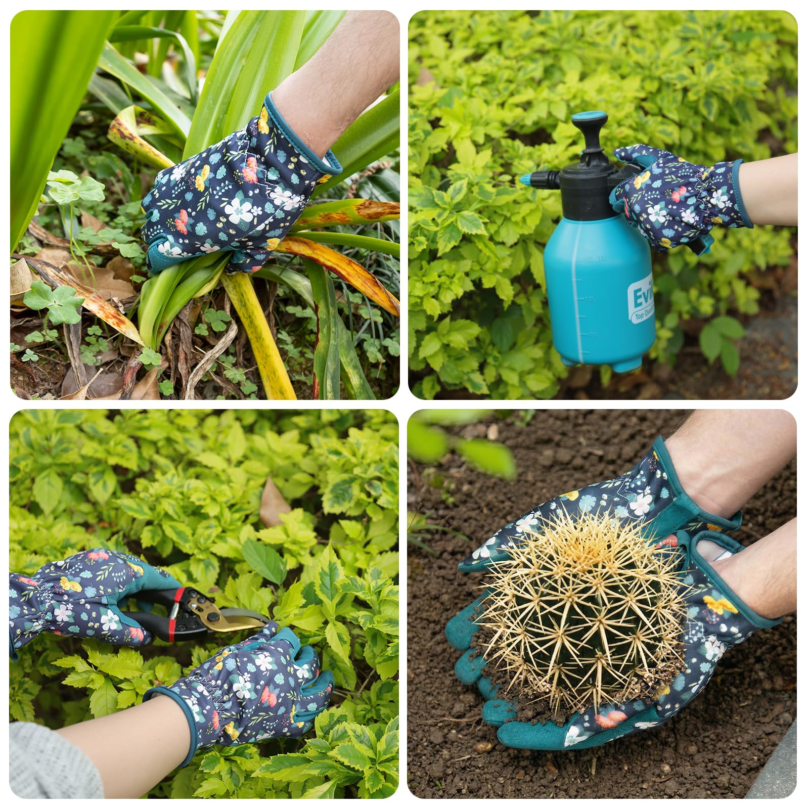 Baidast Guantes de jardinería para mujer, guantes de jardín para mujer, a prueba de espinas, regalos para mujeres, excavación, plantación, poda, deshierbe (azul)