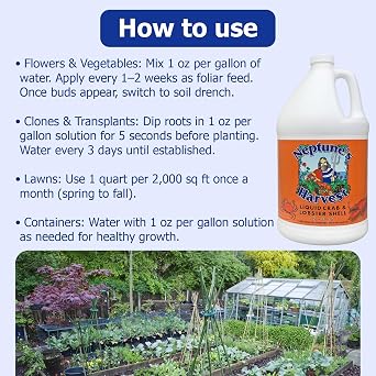 Neptunes Harvest Organic Crab & Lobster Shell Multi-Purpose Liquid Fertilizer (2-0-2) - 1 Gallon Bottle - Rich in Nutrients Soil Fertilizer - Plant Food for Lawns, Gardens, and Vegetables