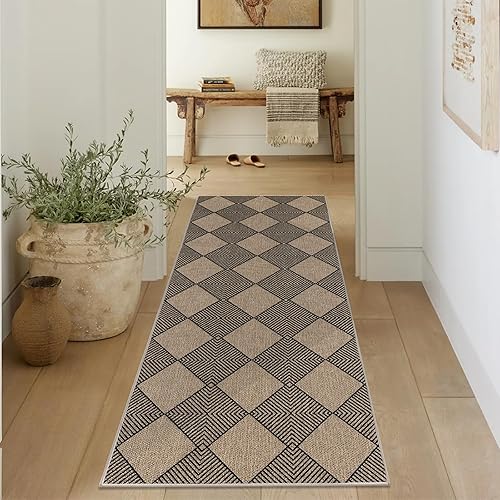 SHACOS Easy Jute 2x6 ft Washable Runner Rug Non Slip