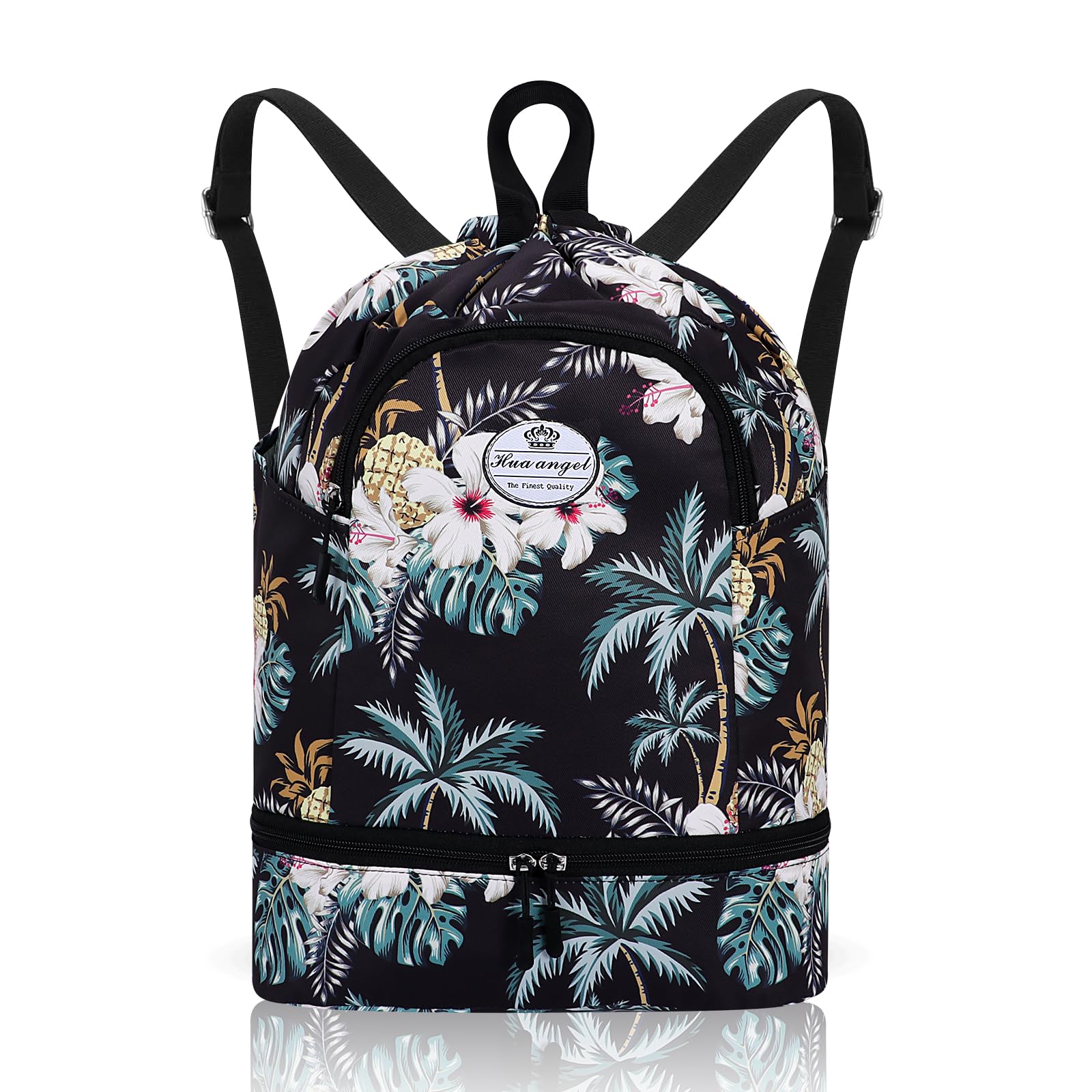 HUA ANGEL Unisex Drawstring Backpack Sports Gym Bag Drawstring Bag Weekend Daypack With Shoe Compartment for Women Men Basketball Football Outdoor Fitness Yoga Swimming Beach