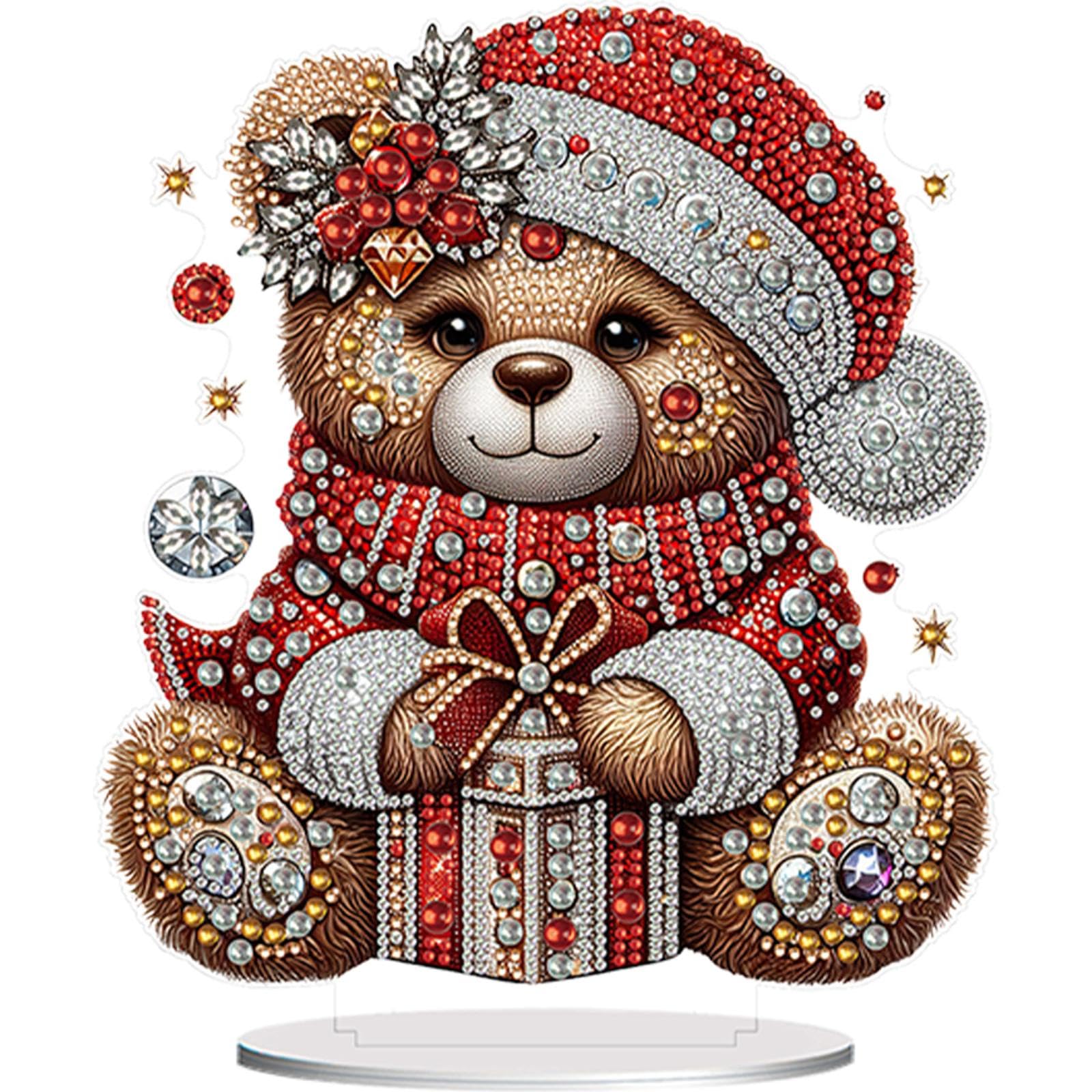 KOBONA Acrylic Special Shaped Winter Animal Diamond Painting Tabletop Ornaments Kit Table Top Diamond Painting Ornament Kits for Table Decoration (LB220)