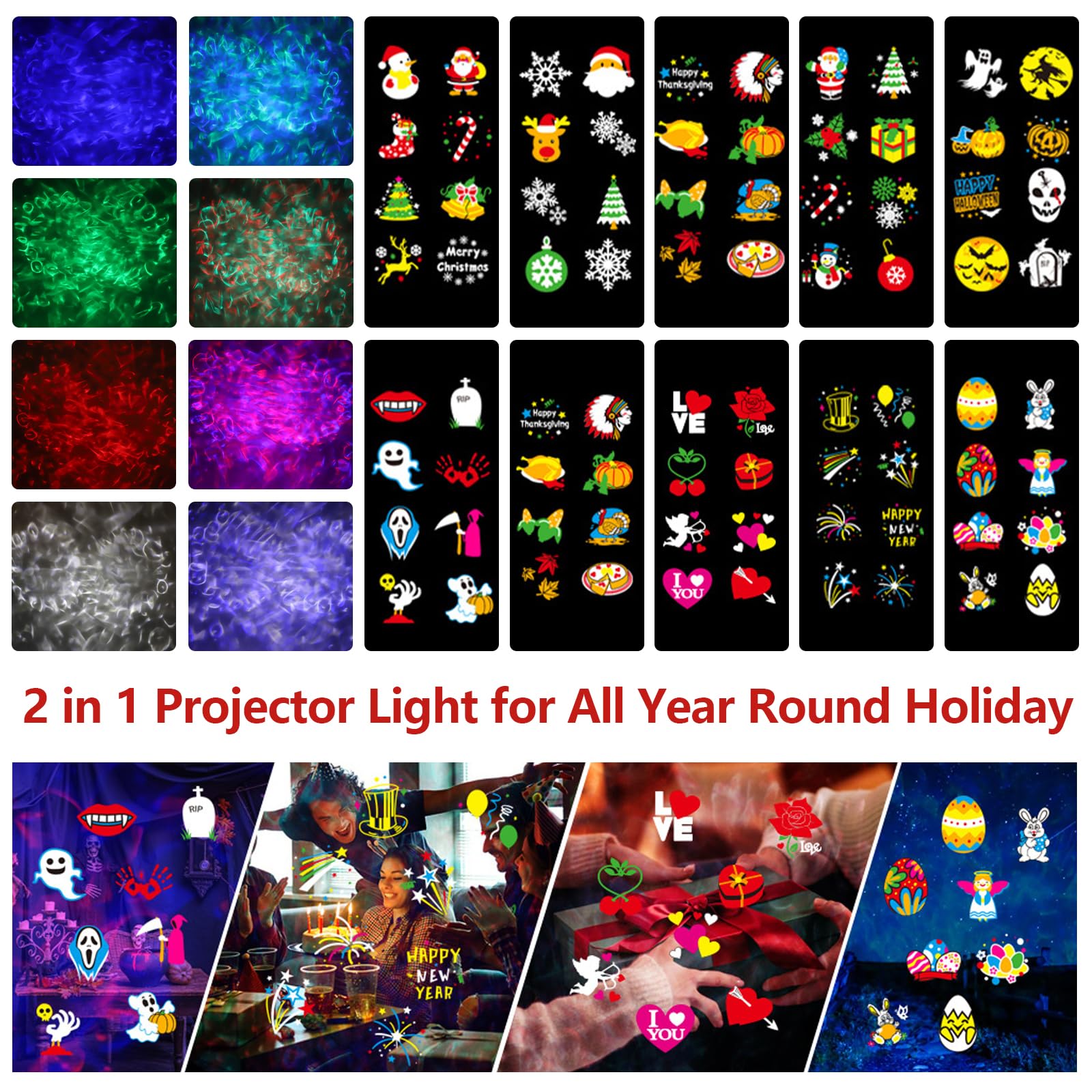 Diealles Shine Proyector Navidad Halloween, Proyector Luces Navidad Exterior y Interior, LED Proyector Copos de Nieve Lámpara de Proyección Navidad con Control Remoto