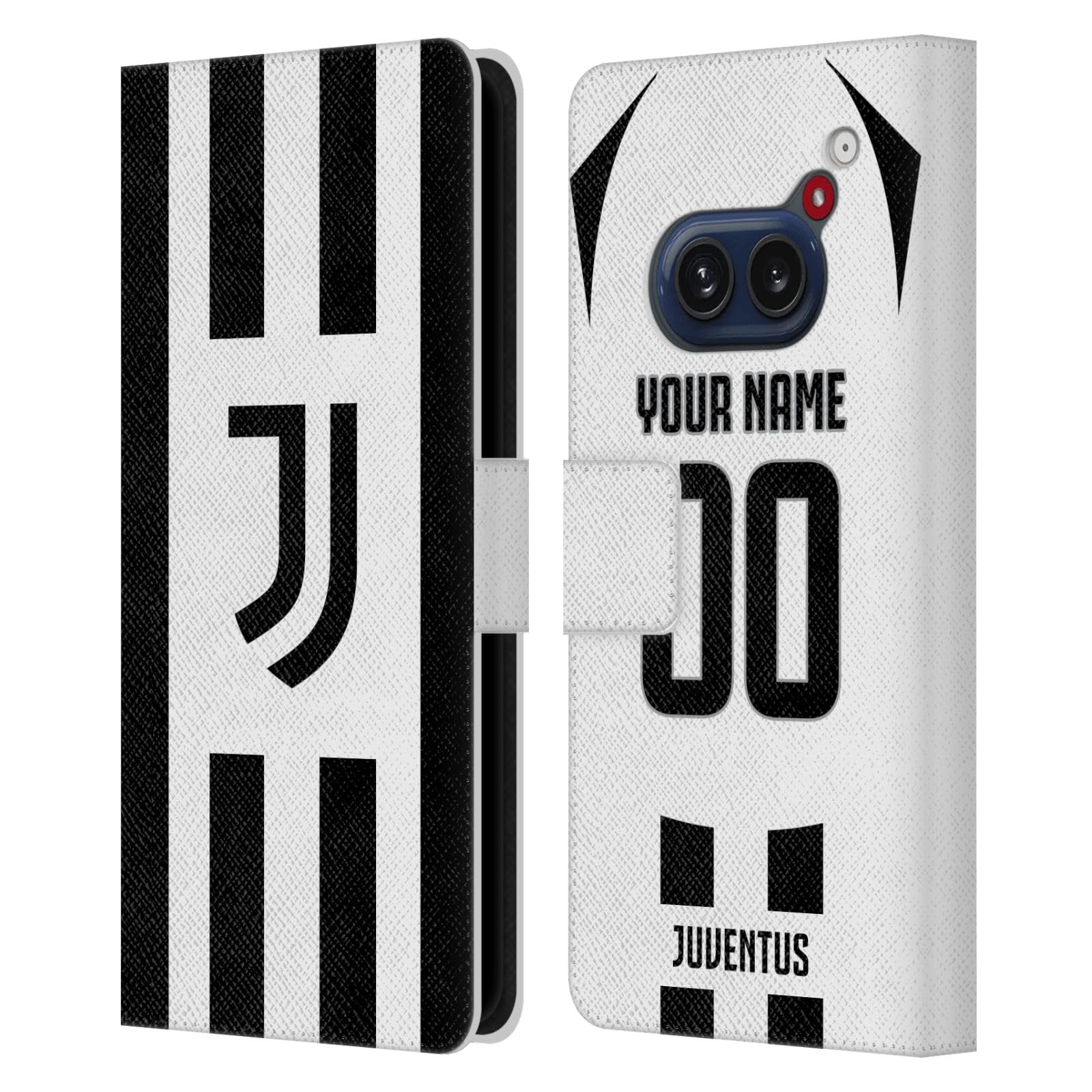 Head Case Designs Officially Licensed Custom Customized Personalized Juventus Football Club Home 2024/25 Kit Leather Book Wallet Case Cover Compatible with Nothing Phone (2a)