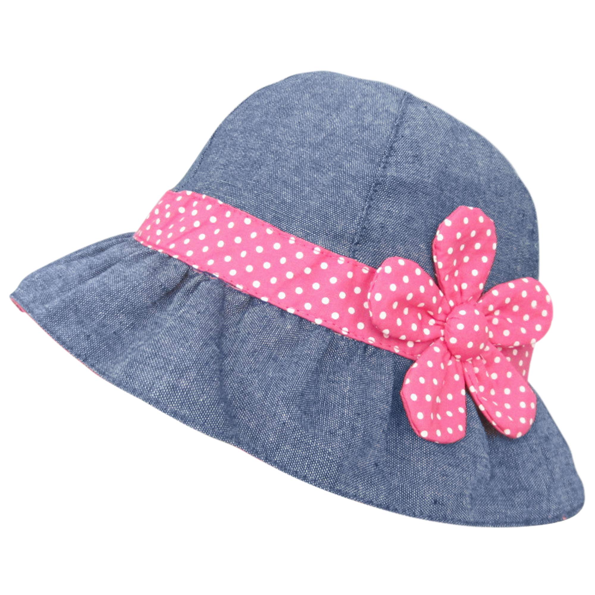 ANIMQUE Denim Sol Sombrero Polka Flores Magenta Niñas y Bebé Algodón Sombrero de Pescador Verano Sombra Sombrero Gorro Playa