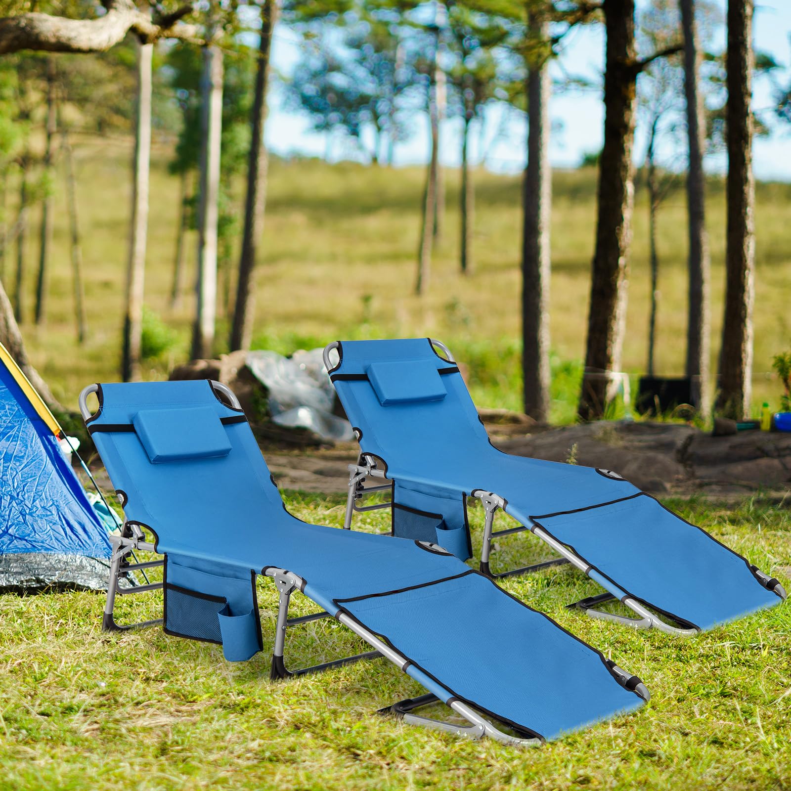 COSTWAY Chaise Longue Pliante, Transat Inclinable Portable Avec Dossier Reglable Sur 7 Positions Bain De Soleil Avec Accoudoir Repose Tete Exterieur Pour Piscine Jardin Balcon Grisnoir 71499698