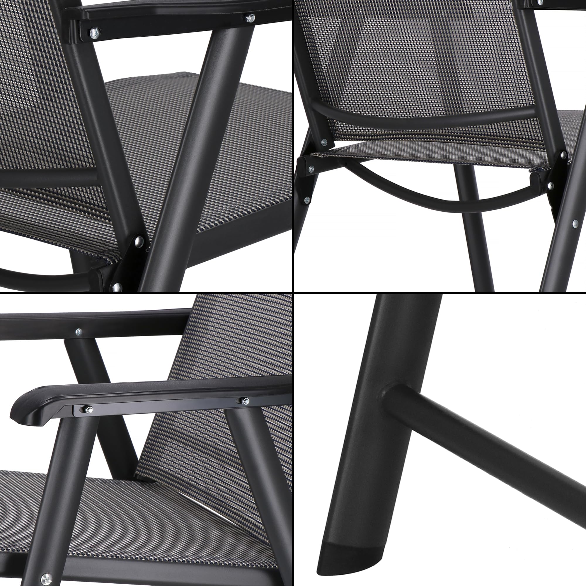 SPRINGOS Chaise de Jardin Pliante avec Accoudoirs 49x49x96 cm – Chaise de Balcon Pliable et Résistante aux Intempéries, Siège Confortable en Métal et Textilène pour Terrasse