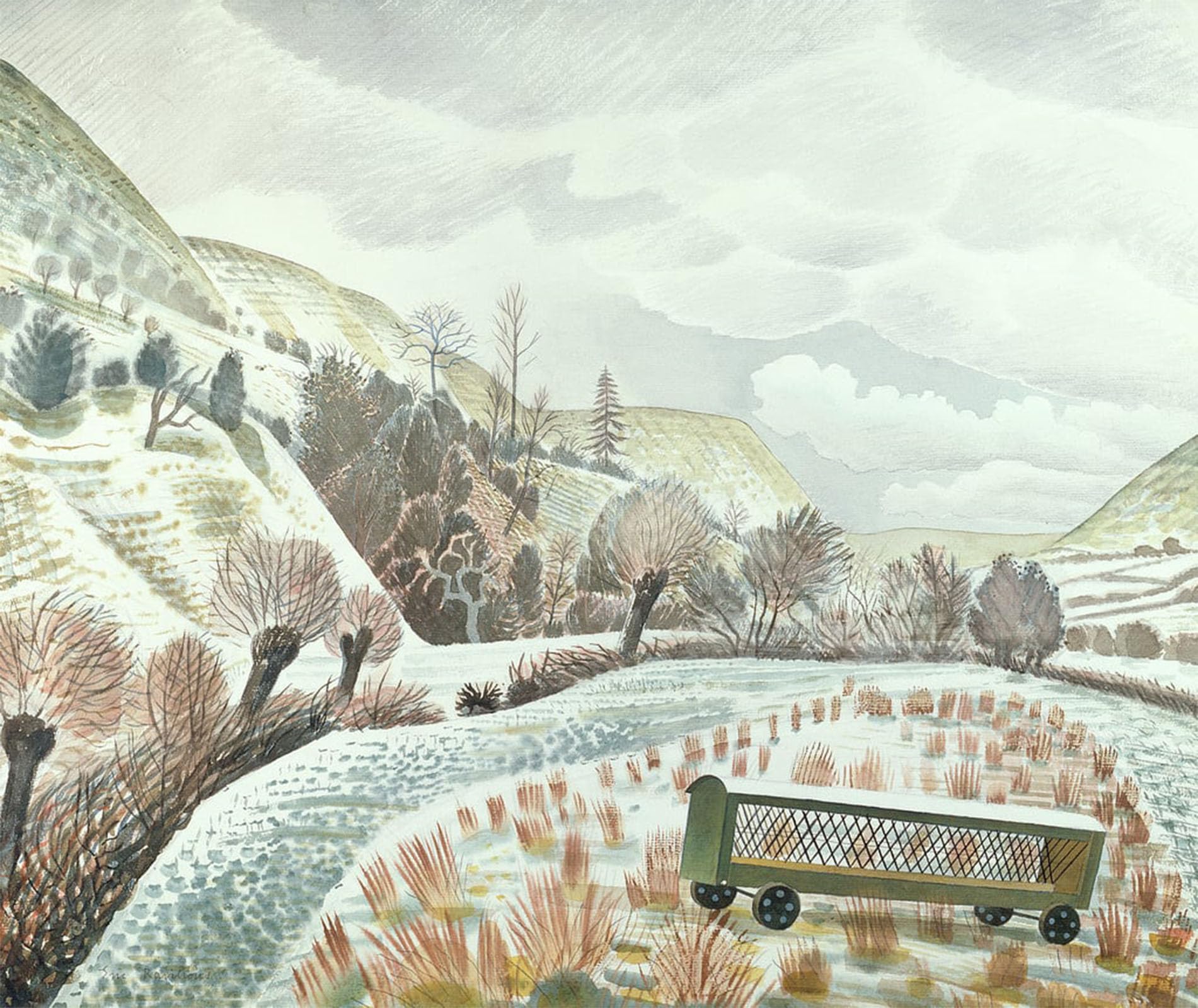 ARTXLXXBN Famous Art Print Poster Vintage Wall Art New Year Snow by Eric Ravilious Canvas Art Poster for Home Decor 60x90cm
