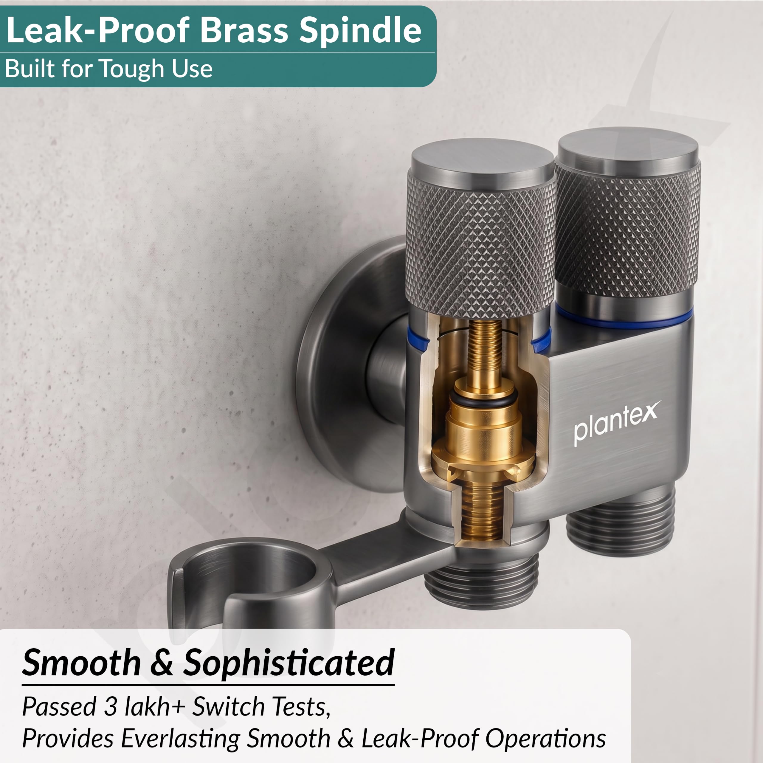 Plantex Stainless Steel 2 Way Angle Valve - Grey -4
