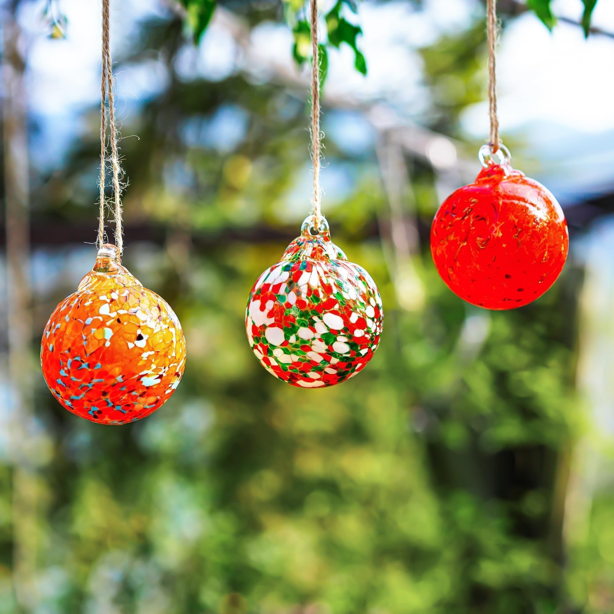 Juego de 3 bolas decorativas de cristal para colgar en Navidad, bolas de brujas, bolas de cristal soplado a mano para decoración de árbol de Navidad
