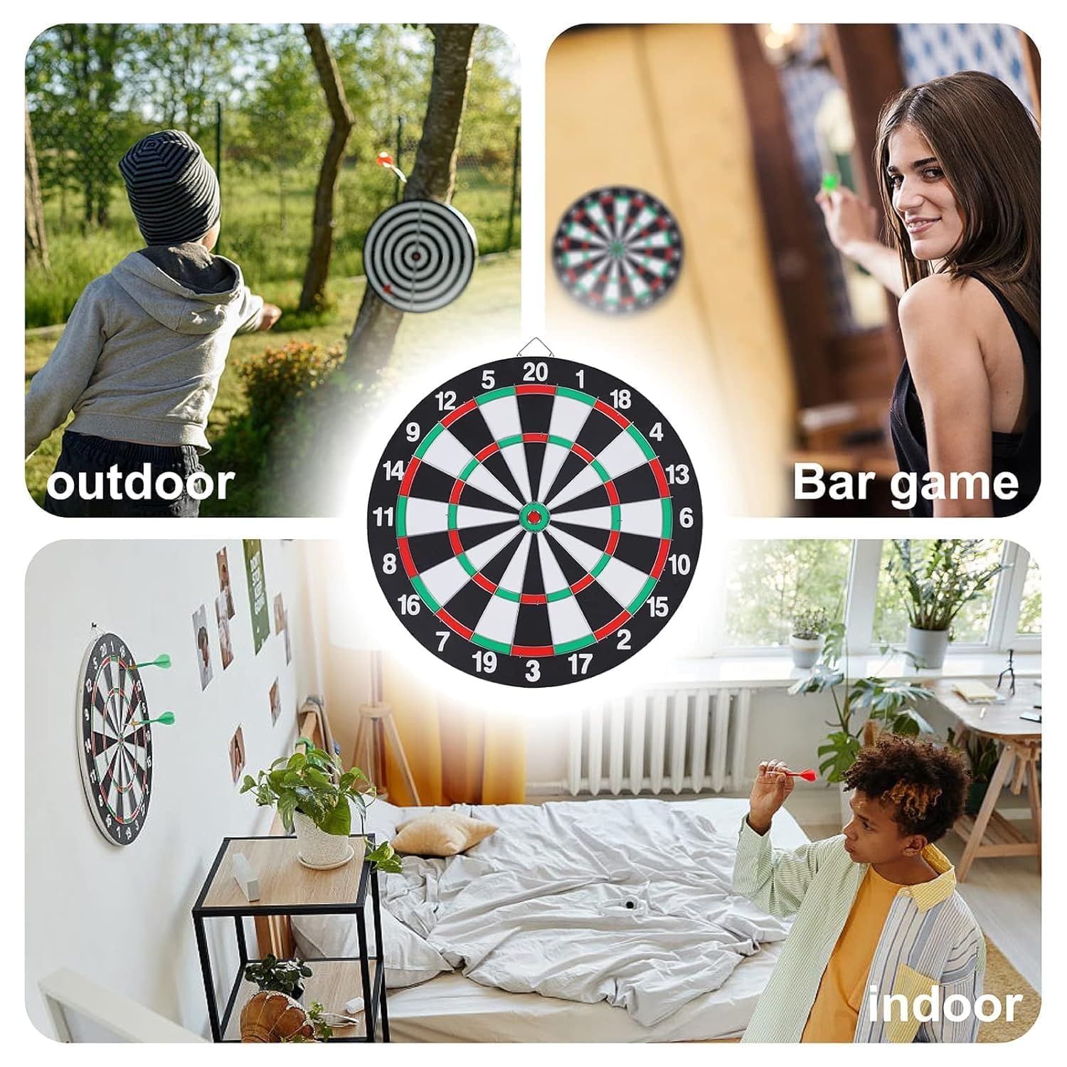 VAALYA TOYS Games & Sports Expert 17" Regulation Size Steel Tip Dartboard Game Set with 6 Steel Tip Needle Darts. Excellent Bristle/Sisal, Paper Baseball, Bullseye, Dart Board Game Set 4