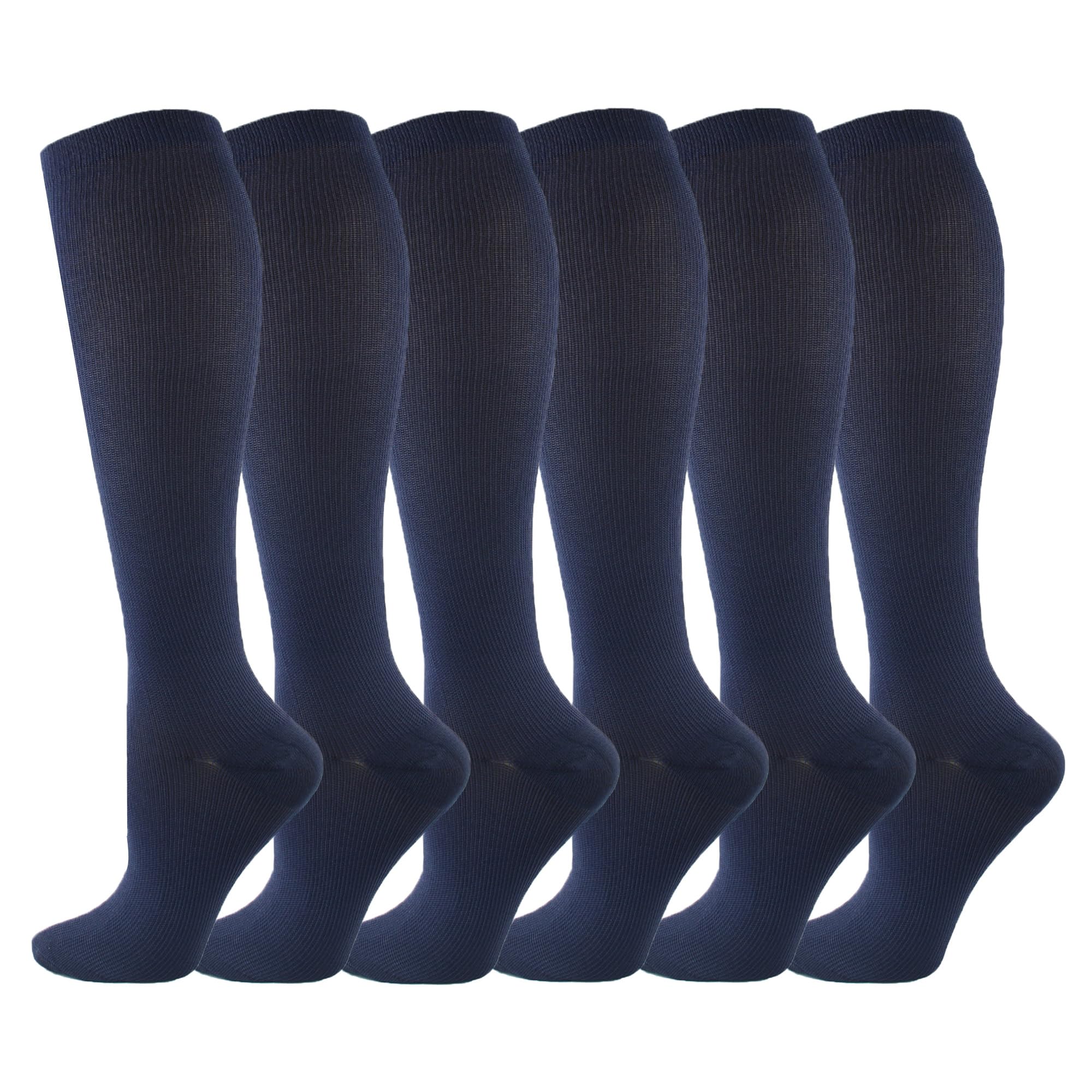 6 Pairs Compression Socks for Women and Men Circulation, 20-30 mmhg Support for Athletic Running, Hiking, Nurse, Recovery