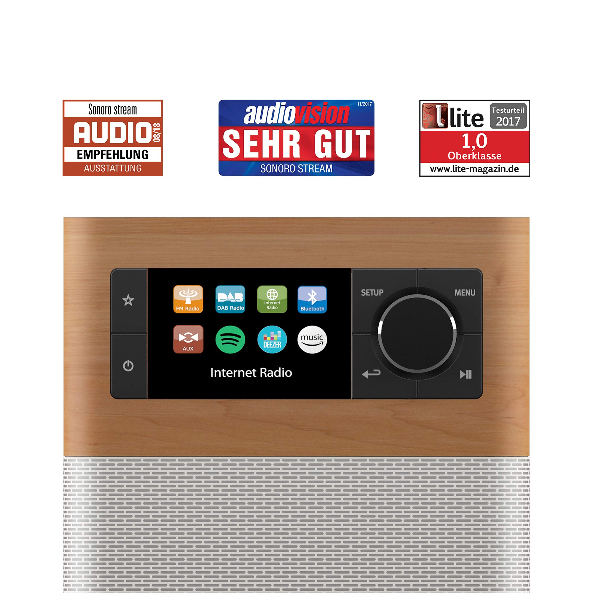 Sonoro Radio Internet Bluetooth DAB+ FM WLAN MP3 Spotify Amazon Deezer resistente agli schizzi acero bianco