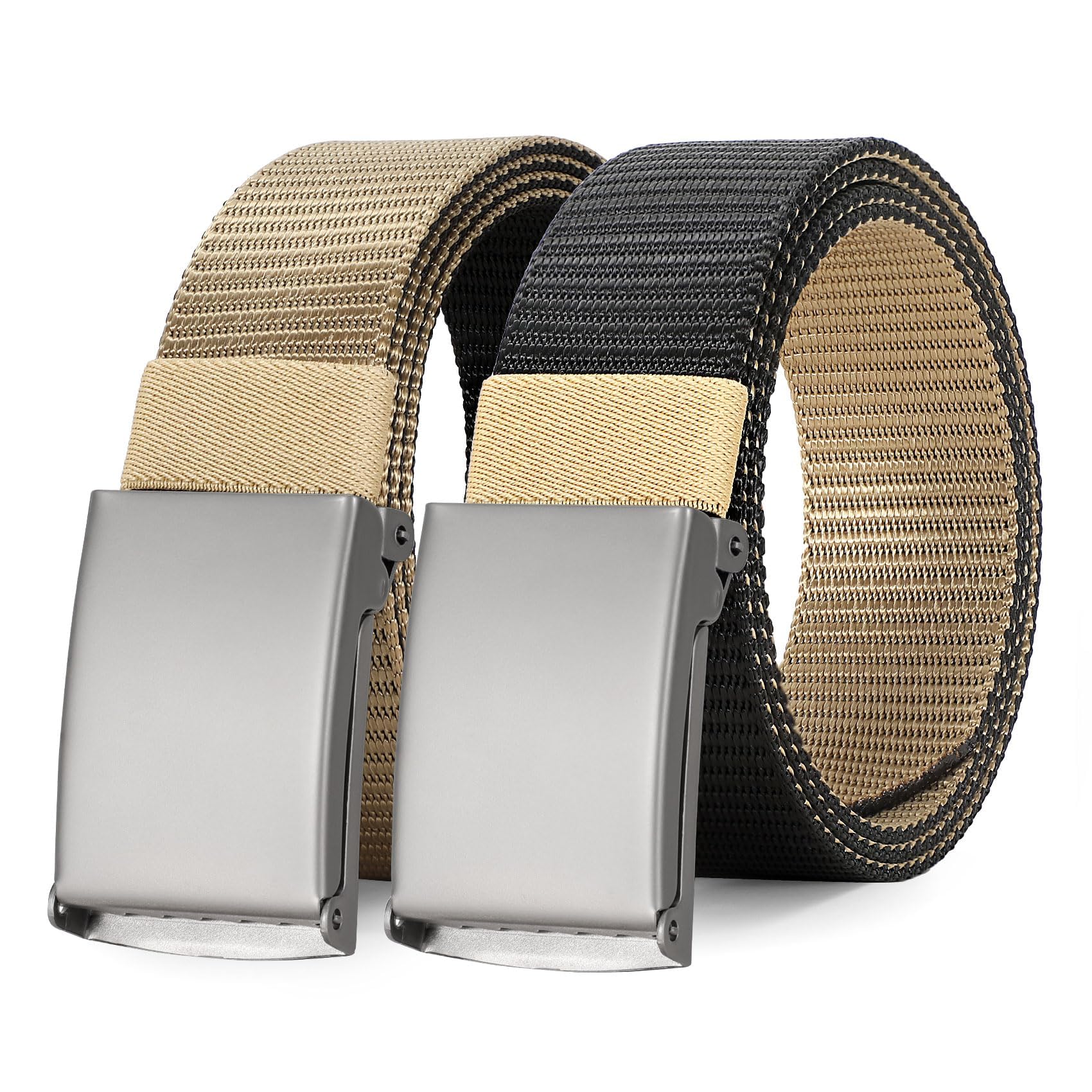 WERFORU Men Tactical Belt Nylon Belt for Men Golf Belt Reversible Belt with Flip-Top Metal Buckle Hiking Work-2-in-1 Belt