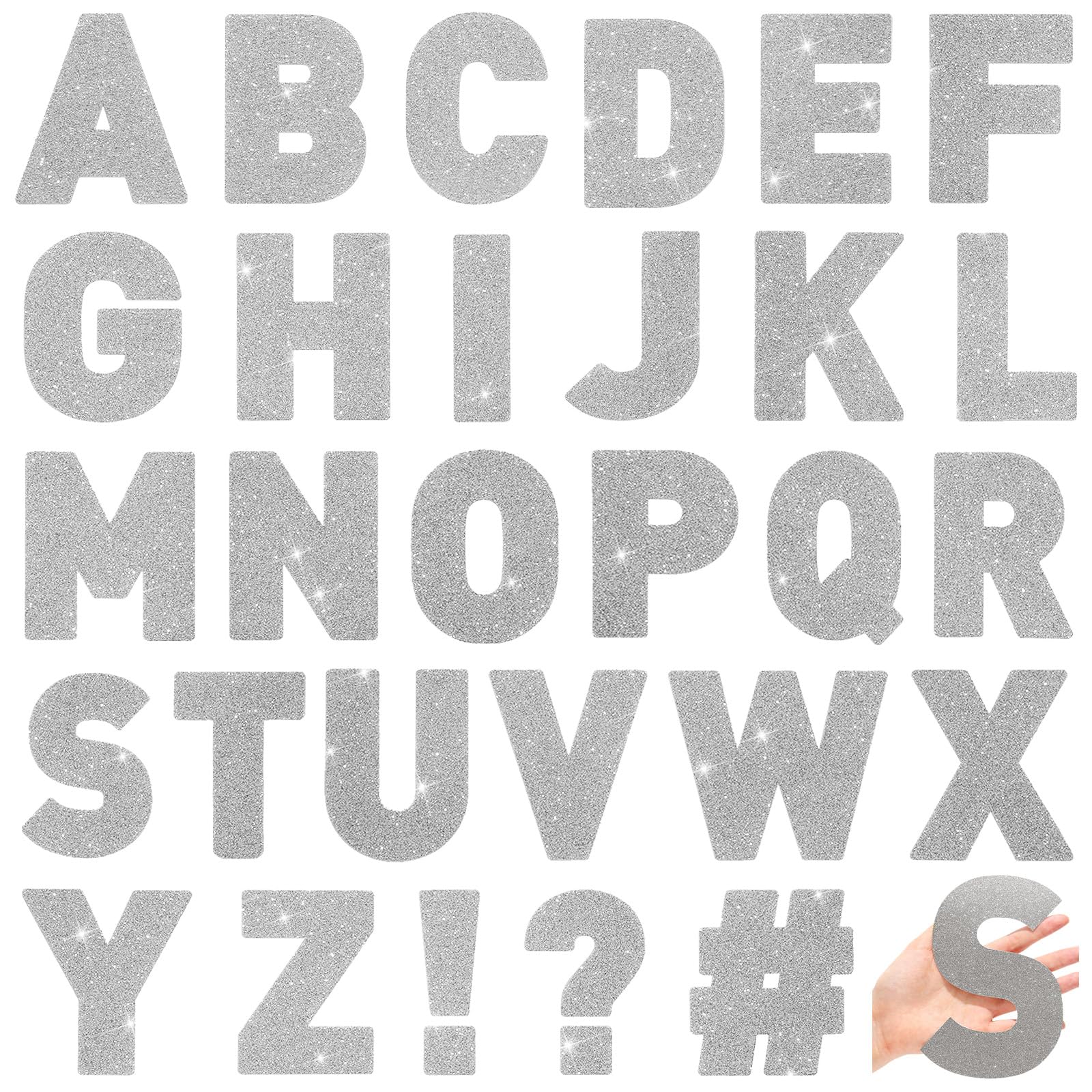 Harloon 232 Pcs Large Glitter Letter Stickers, Silver, 6 Inch