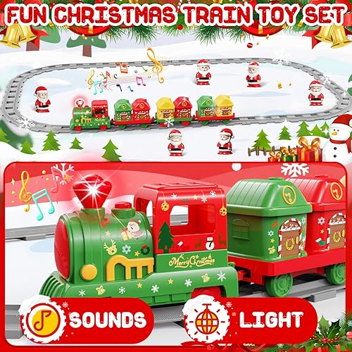 Miniatura 4 de Juego de tren de Navidad para niños pequeños de 2 a 4 años tren de juguete eléctrico con luz y música, juguetes para niños pequeños para niños de 1,