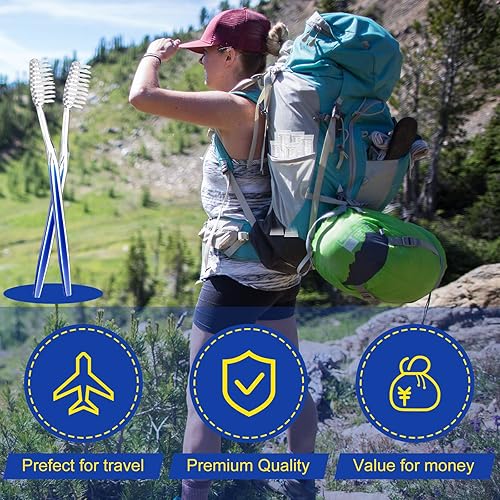 Miniatura 4 de Patelai 100 cepillos de dientes desechables envueltos individualmente cerdas suaves de un solo uso cepillo de dientes para adultos viajes campamento