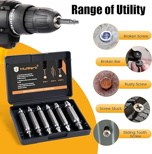 Miniatura 4 de Regalos para hombres, juego de extractor de tornillos dañados, herramienta de extracción de tornillos pelados de alta velocidad para tuercas y