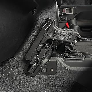 Tactical Competitive Holster, Polymer Fast Holster, Center Console Metal Gun Holder for Double Stack Glock 9mm/SW40/357 Pistols Compatible with 2018-2024 Jeep Wrangler JL & Gladiator JT - MAIKER OFF ROAD