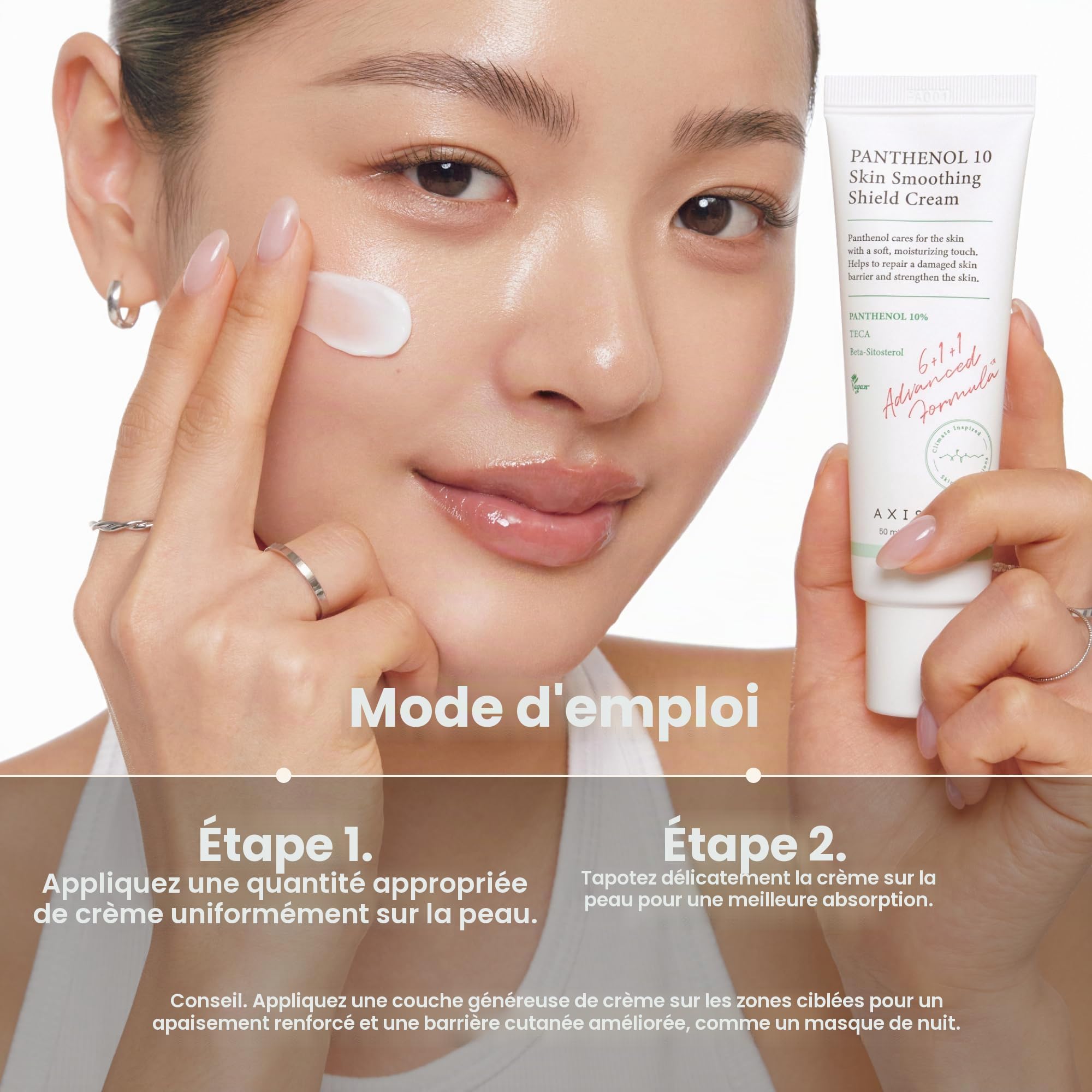 AXIS-Y Panthenol 10 Skin Smoothing Shield Cream Crème Hydratante Quotidienne Pour Le Visage Crème Barrière Pour Une Hydratation Et Un Apaisement Longue Durée 1,69 Oz Liq.