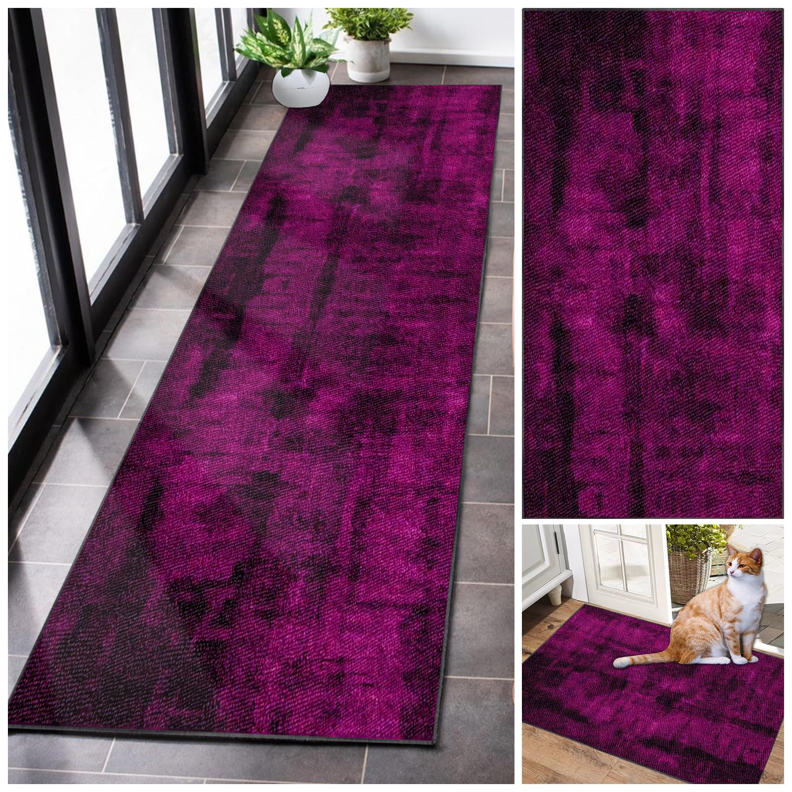 Runner Rugs for Hallway Absorbent Hallway Runner Kitchen Rug Non Slip Washable large Door Mat Carpet Runners for Hallways Corridor Carpet Narrow Area Rug Runner for Entryway Living Room 110 x 350 cm