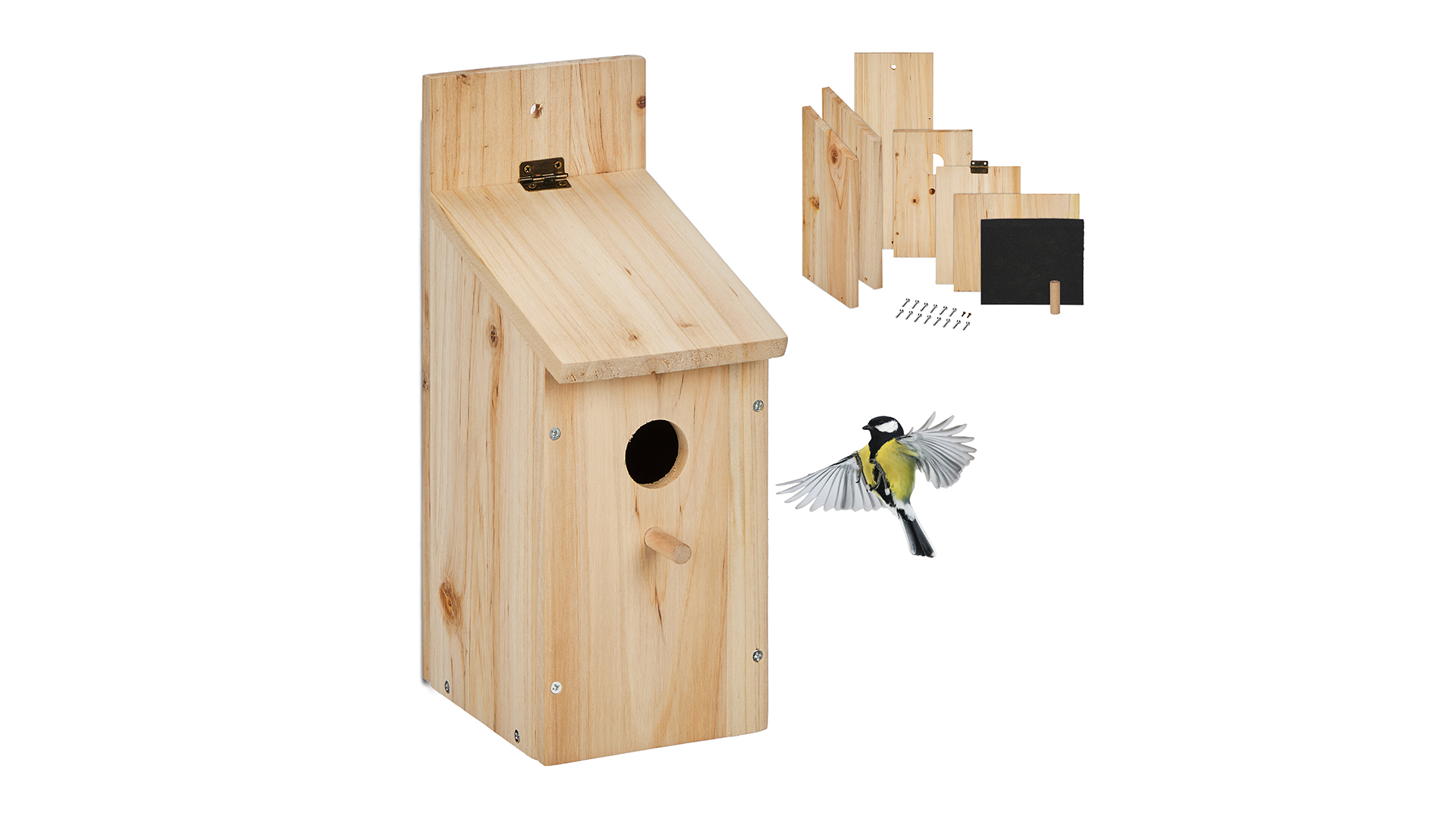 Casetta Nido Per Uccelli Relaxdays - Kit Fai Da Te In Legno, Foro 35mm, Da Appendere - Foto 14