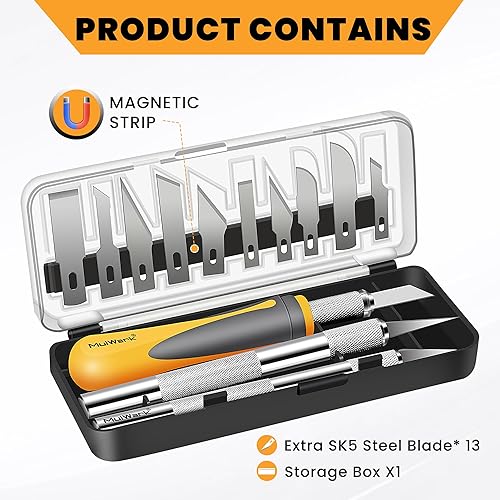 Miniatura 4 de MulWark Exacto Juego de cuchillos Kit de cuchillos para manualidades Kit de 16 piezas de precisión para manualidades con cuchillos afilados