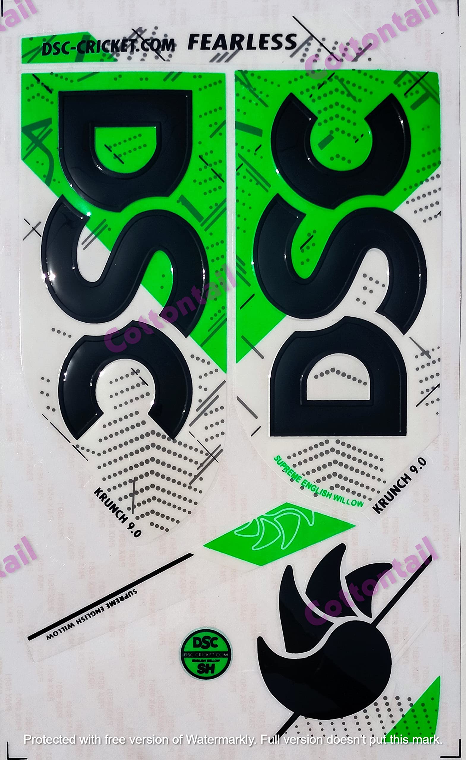 Cottontail | 3D KRNCH Edition | English Willow | Embossed Cricket Bat Sticker | Green (B0BZQNZFJ5) Amazon Price History, Amazon Price Tracker